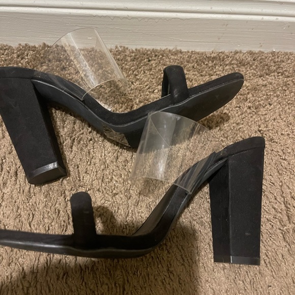 Black/clear heeled sandals. - Picture 2 of 5